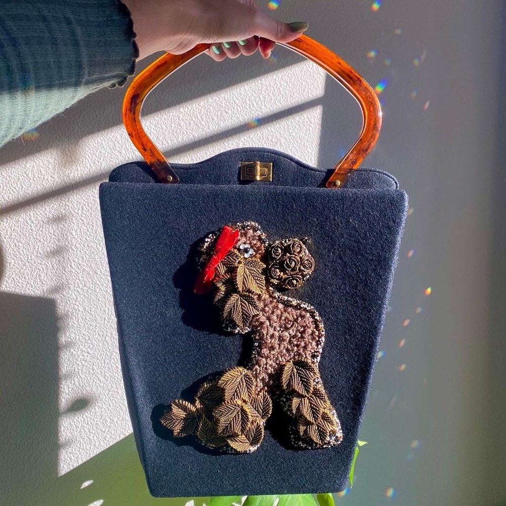 Rare Vintage Jolles Original Wool Poodle Handbag